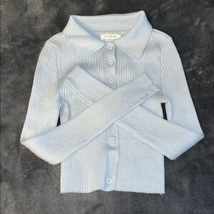 LOVE ALWAYS Baby Blue Long Sleeved Button Up Sweater